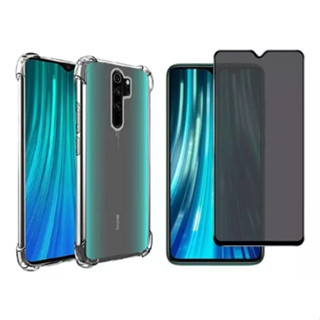 Kit Para Xiaomi Redmi Note 8 Pro Película Privacidade + Capa Capinha Anti Shock
