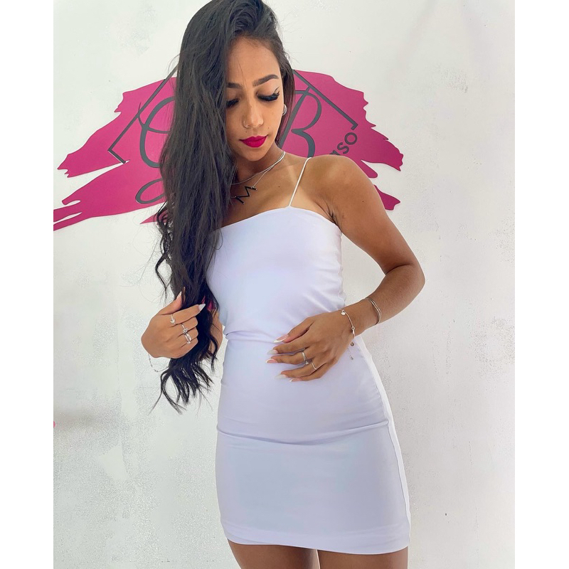Vestido Gringa com Alcinha,malha tubolar moda feminina casual moda feminina gringa luxo