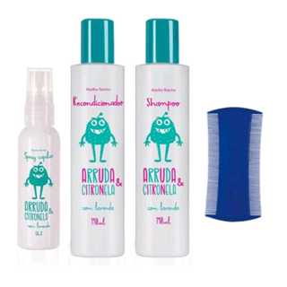 Linha Mata Piolhos e Lêndeas Arruda e Citronela Abelha Rainha - Shampoo, Recondicionador , Spray Capilar e Pente Fino.