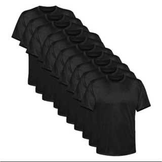 KIT COM 10 CAMISETAS BASICAS 100% POLIESTER PRETAS