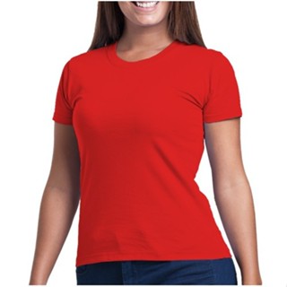 Camiseta Feminina Baby Look 100% Algodão - Vermelho - Ótimo caimento - Natal em Oferta na Shopee