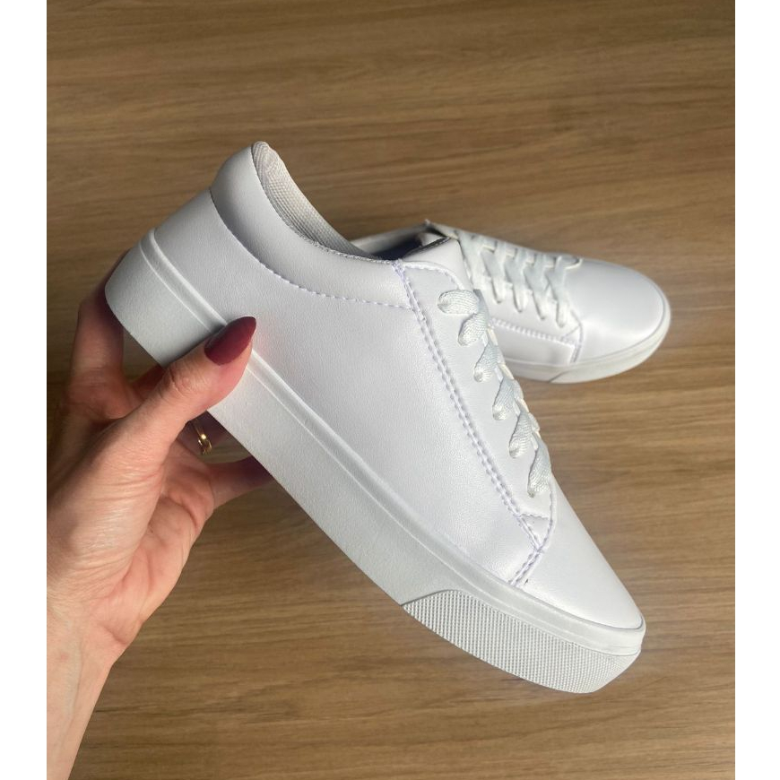 Tênis feminino Casual Todo branco Sapatênis Barato