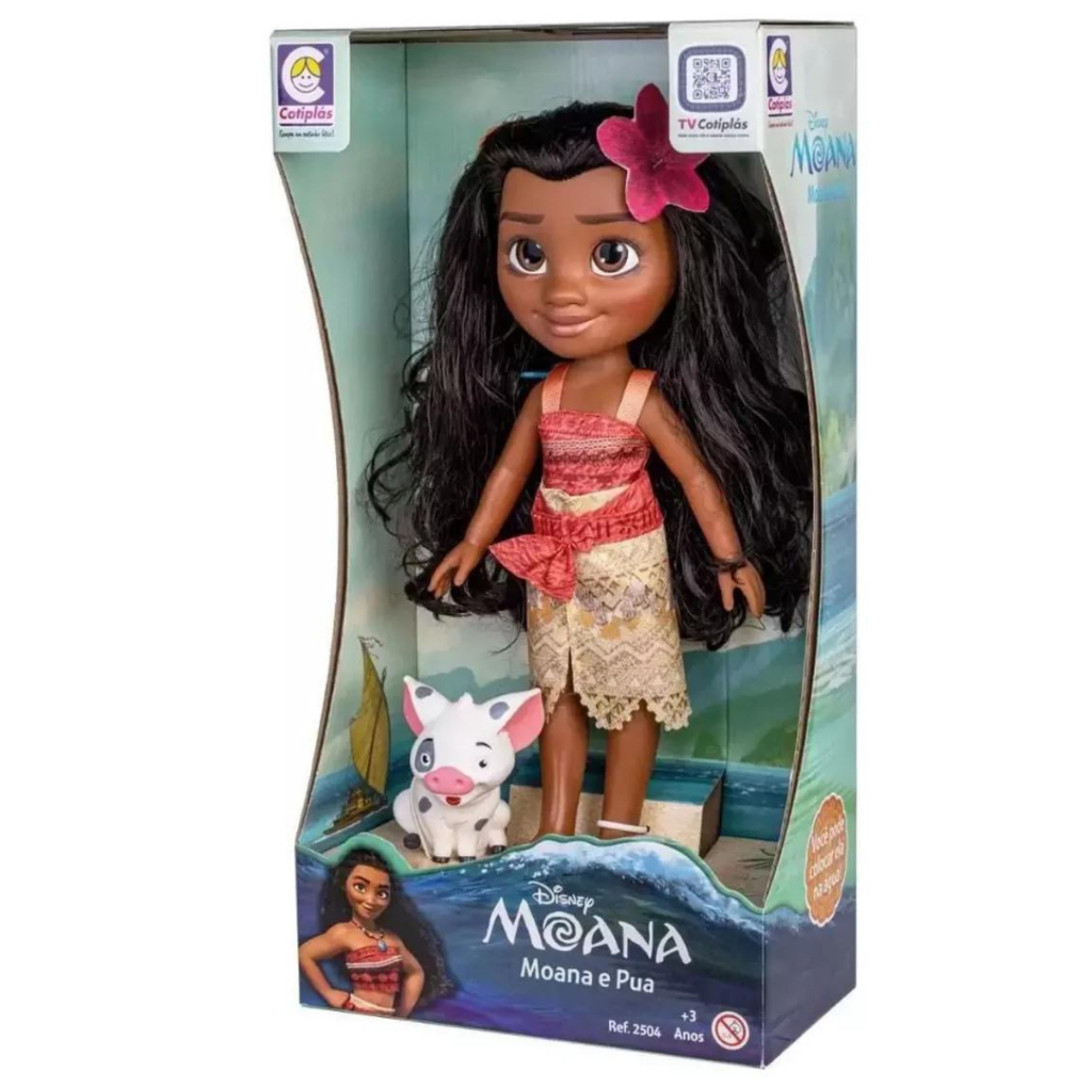 Boneca Moana Princesa da Disney de 36cm e Puá - Cotiplás 2600