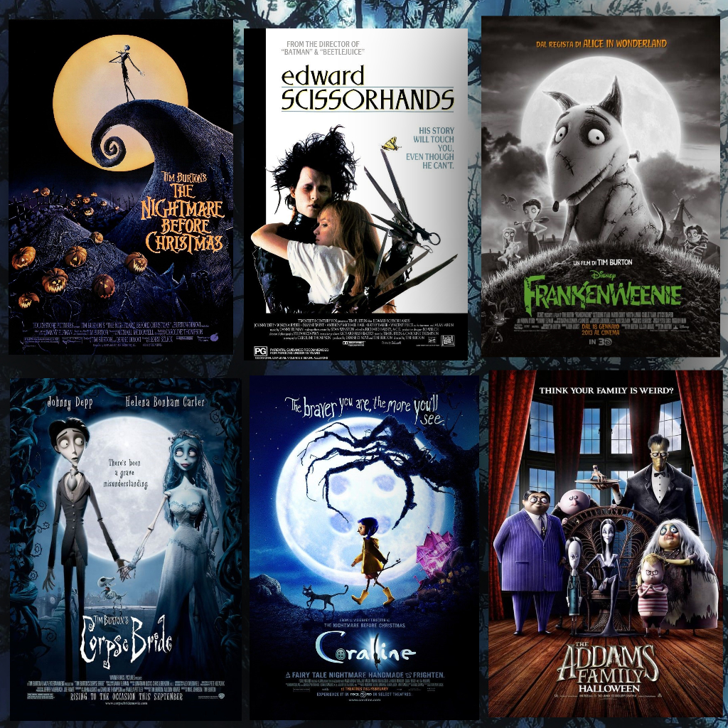 Poster Filmes Tim Burton unidade 42X30 Estranho Mundo de Jack Mãos de Tesoura Coraline Noiva Cadáver Posters Parede