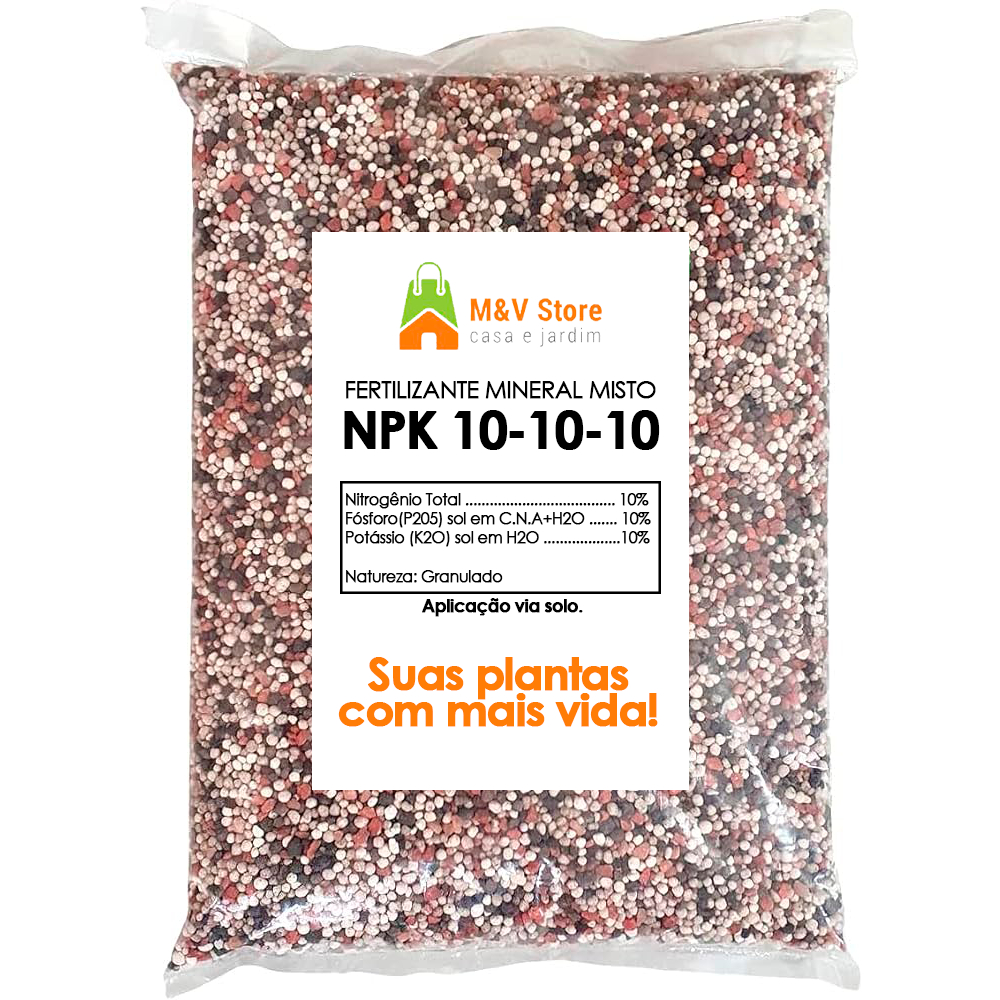 Adubo Fertilizante NPK 10-10-10 para Grama, Plantas, Flores e Folhagens - 500g, 1kg, 2kg, 5kg em Oferta na Shopee