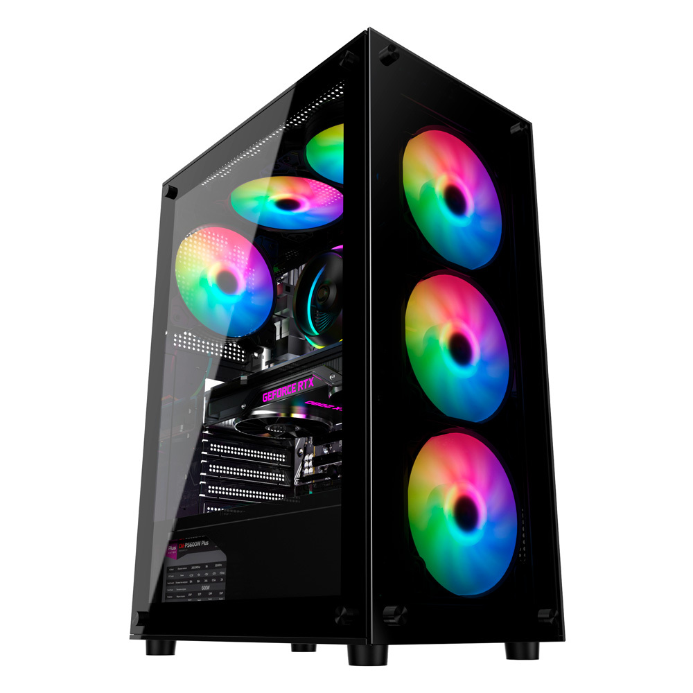 Gabinete Gamer DUEX 305T, S/ Fans, Mid Tower, Black, DX305T