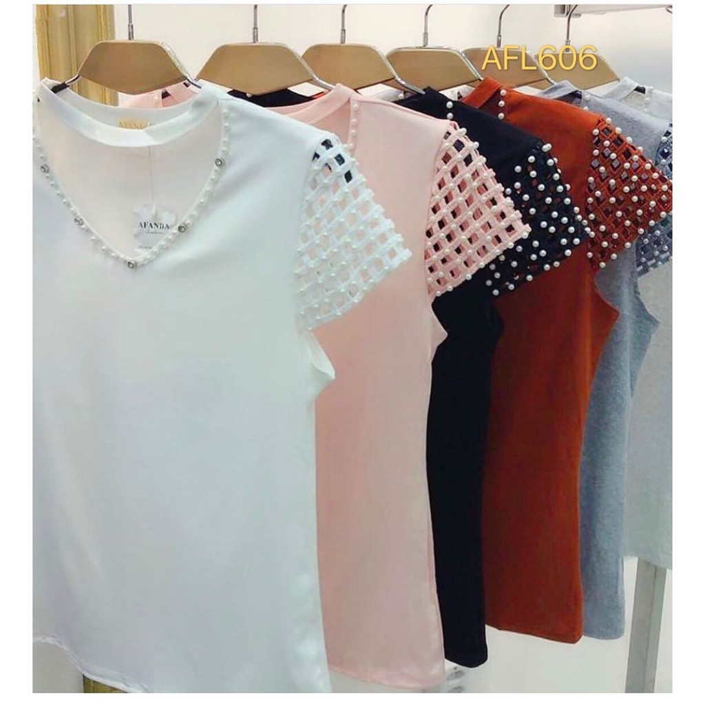 blusa de algodao com perola/blusa femenina (AFL606)