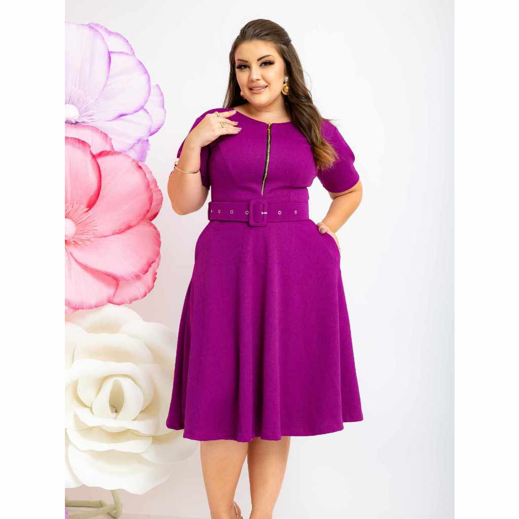 Vestido Godê Zíper Rodado Moda Evangélica Feminina Pormoção