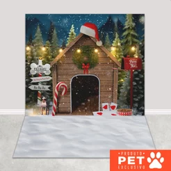 Fundo Fotográfico Pet Shop Natal Floresta Em Tecido 1,20x1,70m - PET-123