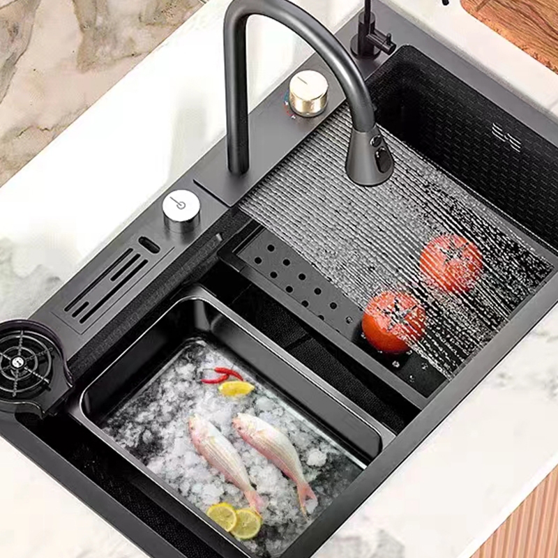 Cuba Cozinha Gourmet 304 Inox/ Ducha Horizontal Torneira Flexível+ acessor Cuba Cozinha Gourmet orneira Flexível Preto 304 Inox/ Preto +Ducha Horizontal Torneira Flexível Acessórios 60cm pia de cozinha Para envio imediato Para envio imediato