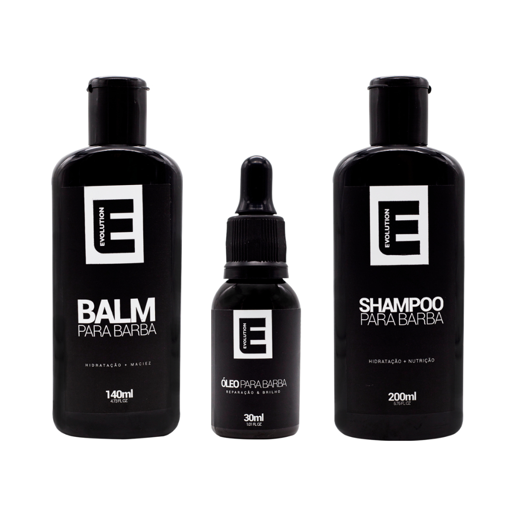 Produtos para Barba Kit com Balm + Shampoo + Óleo para Barba Evolution Barber