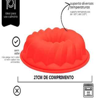Forma De Silicone 27x8cm Para Bolos Pudins Tortas Multiuso Universal