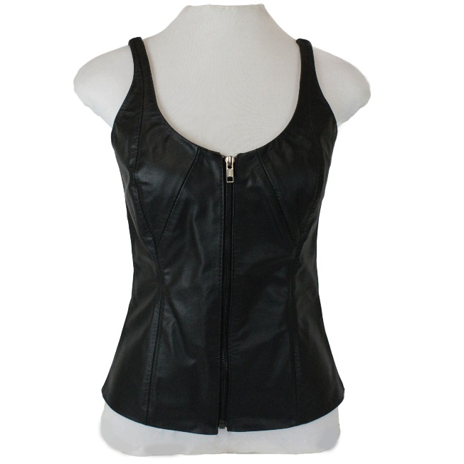 Blusinha Regata Em Couro Feminina 100% Bovino Legítimo 064