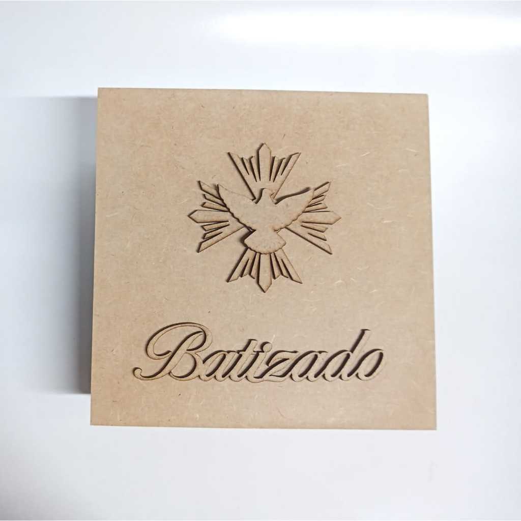 Kit padrinhos de batizado ou crisma mdf cru (caixa 15x15x7 cm) - lembrancinha em Oferta na Shopee