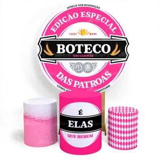 Capa Painel Boteco das Garotas + Trio Capa Cilindro Bar Rosa Sublimado