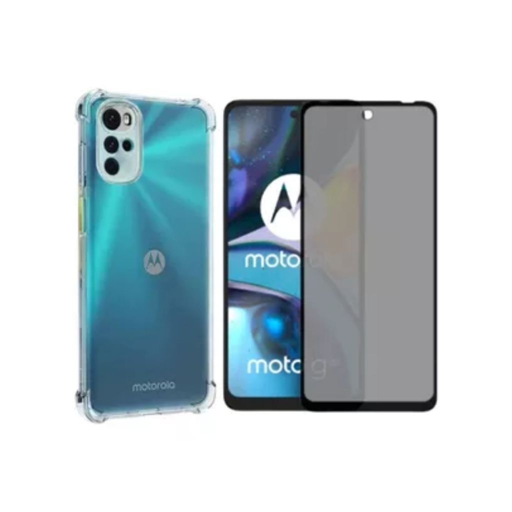Kit Para Motorola G22 Película Privacidade + Capa Capinha Anti Shock