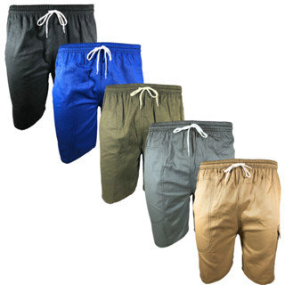 Kit 5 Bermuda Masculina Brin Elástico Cargo Cordão Cintura Bermudão Trabalho Masculino Brim