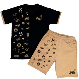 Conjunto Infantil Juvenil Masculino Verão Kit 2 Peças Bermuda + Camiseta Novidade
