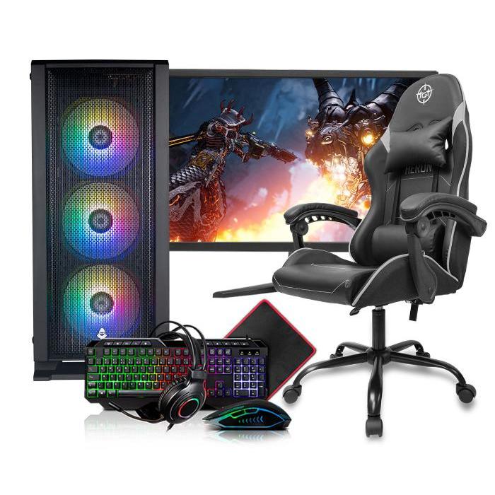 PC Gamer Completo Mancer, AMD Ryzen 5 4600G, 16GB DDR4, SSD 480GB, Monitor 21" + Cadeira Gamer