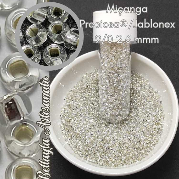 Miçanga Preciosa®/Jablonex 9/0, cor Transp. Super Prata Premium(MP78102) +ou- 1.990 unids. em Oferta na Shopee