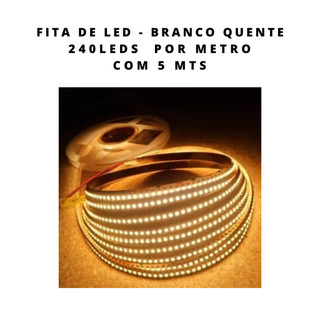 Fita led 5 metros Branca Quente LED 2835 - 12 VCC - 240 LED POR METRO