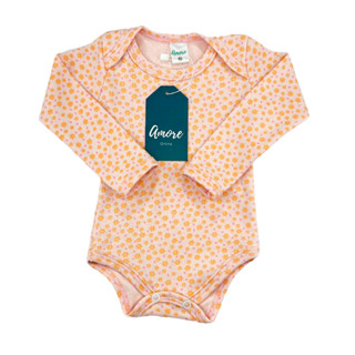 Body Manga Longa Florzinha Suedine - 100% Algodão