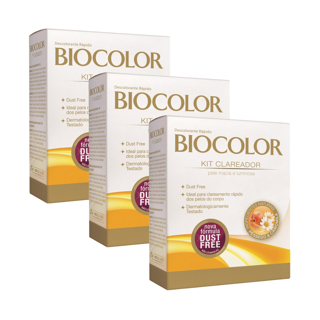 Kit Clareador Descolorante Biocolor Pêssego e Camomila 20g Com 3 Unidades