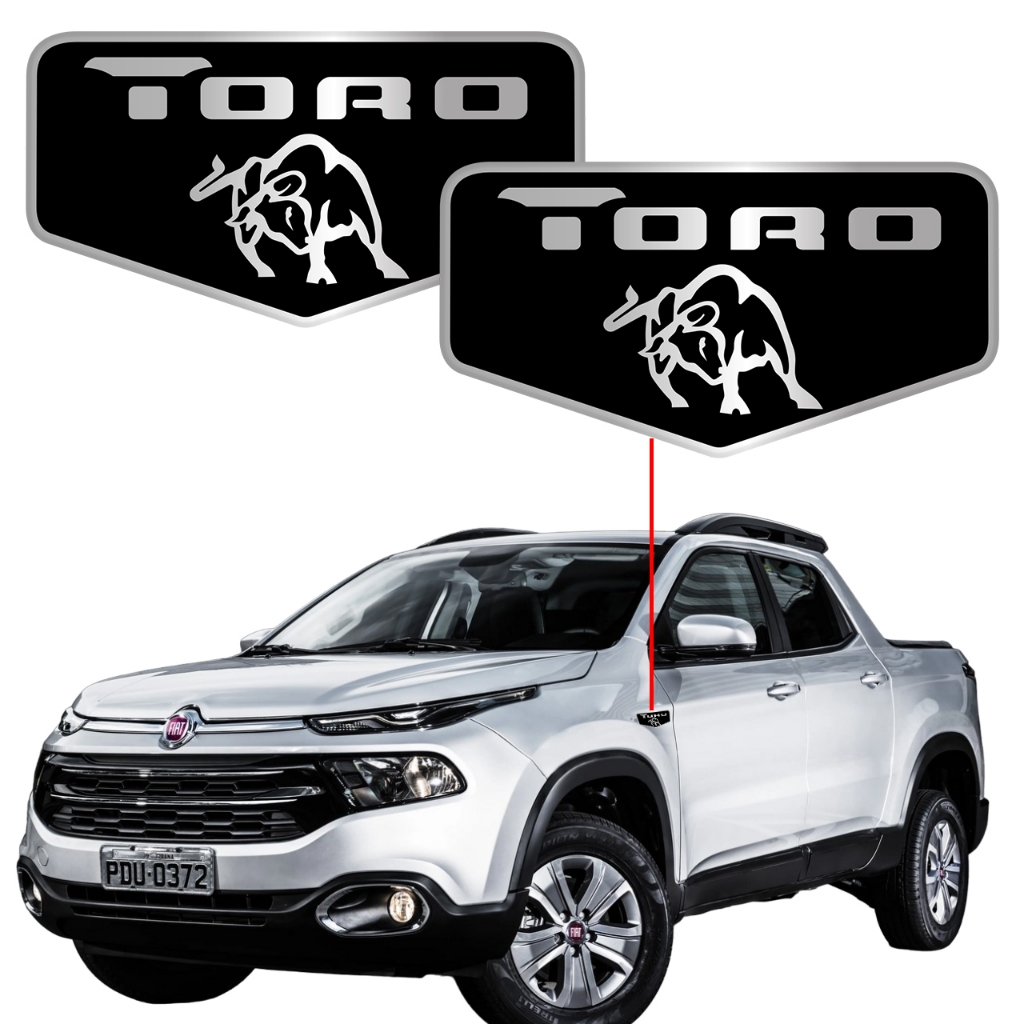 Adesivo Par Emblema Lateral Fiat Toro Resinado Para Lama Todas