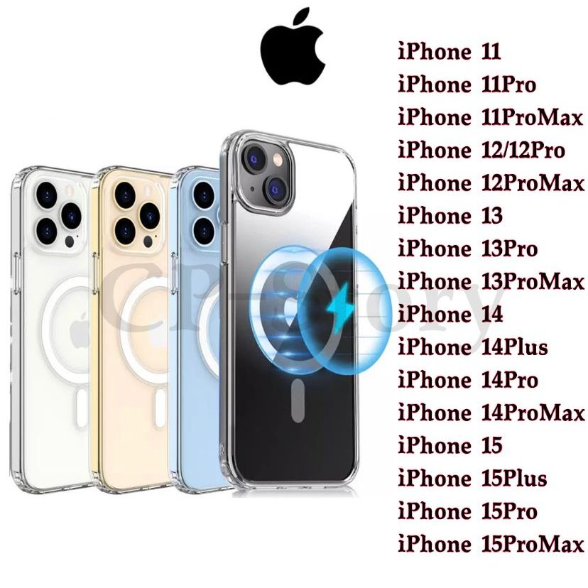 Capa Magnética Magsafe iPhone original Transparente Para Carregador de Indução (Sem Fio) iPhone 11 12 13 14 15 16 ProMAX