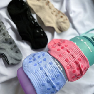 Kit 4 Pares Meia Feminina Sapatilha com Antiderrapante Pilates Yoga Algodão Confortável Hangar Moriah