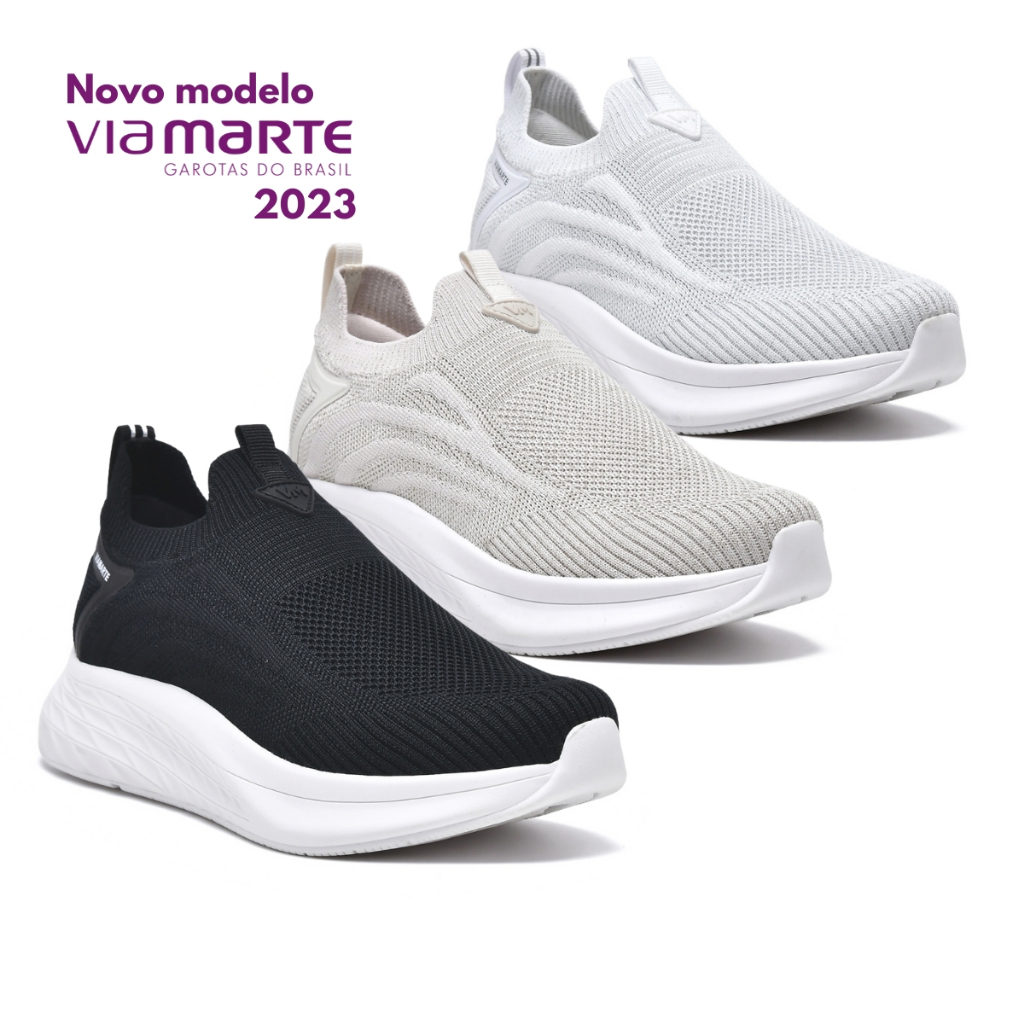 Tênis Elastano Knit Via Marte Slip On Flatform Feminino 23-19003