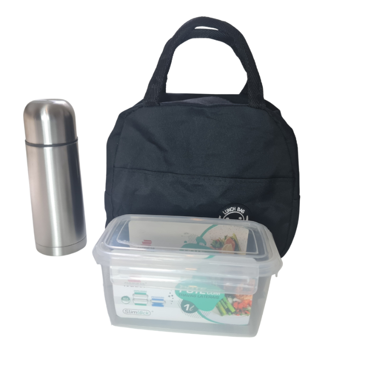 Kit de Bolsa Térmica com Marmita e Garrafa Térmica