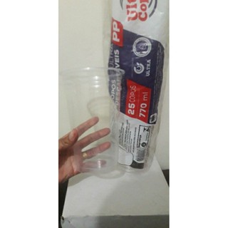 100 Copos 700ml liso PP descartáveis resistente para bebidas frias sorvete açaí etc.