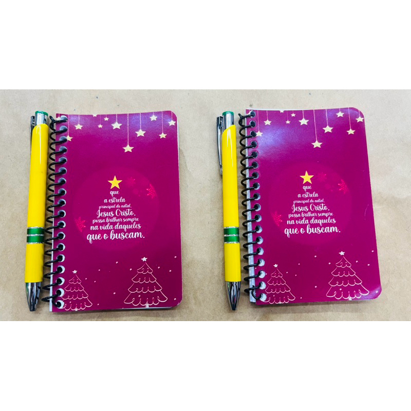 25 kit cardeneta bloco de anotação com caneta feliz ano novo natal papai noel