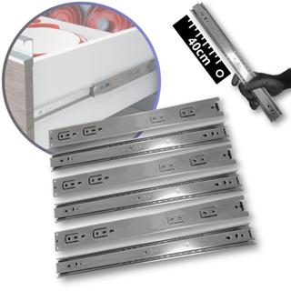 10 Corrediça Telescópica 40cm – 400mm 5 PAR Gaveta Moveis Armário Trilho Zincada Reforçada Corredica Gavetas Armario 5 Pares