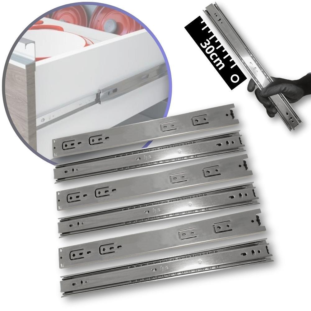 12 Corrediça Telescópica 30cm – 300mm 6 PAR Gaveta Moveis Armário Trilho Zincada Reforçada Corredica Gavetas Armario 6 em Oferta na Shopee