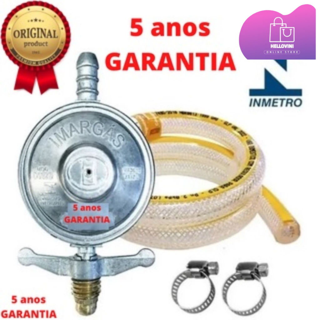Kit Registro Regulador de Gás de Cozinha Mangueira 1,25m + Abraçadeira Envio Rapido em Oferta na Shopee