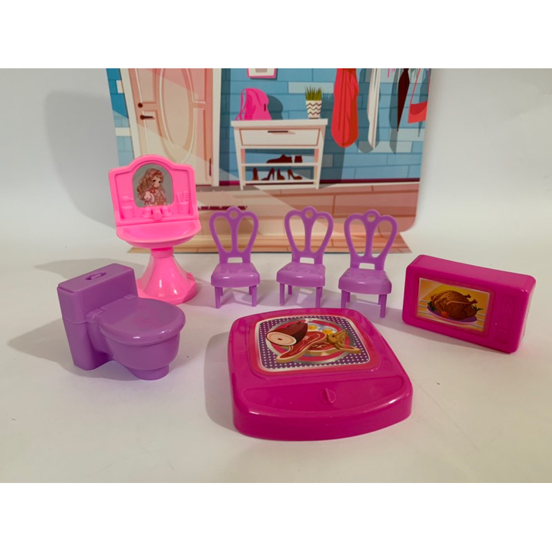 kit Casinha Fofa - Brincando de Casinha - Brinquedo Infantil - Mesa - Cadeira - Kit cozinha