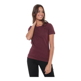 CAMISETA ALGODÃO FEMININA BABY LOOK VINHO BORDÔ STECCHI
