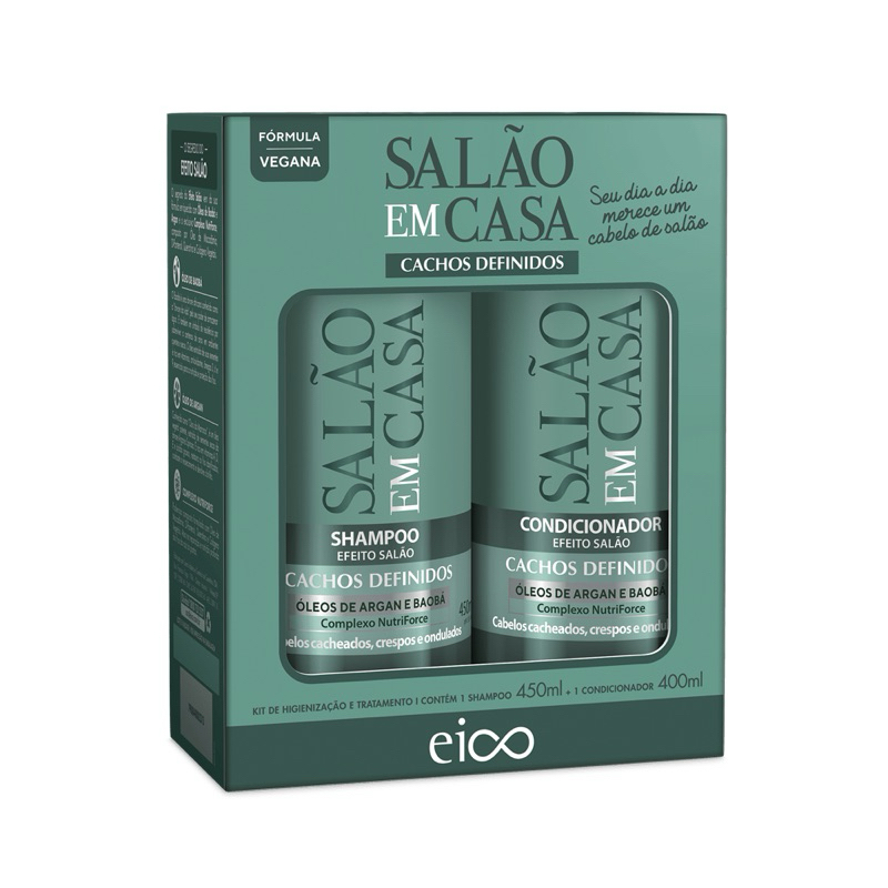 Kit Eico Salão em Casa Cachos Definidos Shampoo 450ml + Condicionador 400ml em Oferta na Shopee