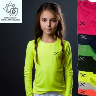 Camisa Térmica Infantil Juvenil UV 50+ FPS Lisa Unissex Segunda Pele em Oferta na Shopee
