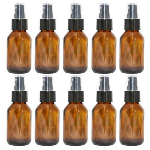 Frascos De Vidro Âmbar 60ML Com Válvula Spray Preta Kits com 1/5/10 unidades
