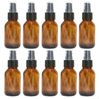 kit 10 Frascos De Vidro Âmbar 60ML Com Válvula Spray Preta