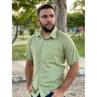 Camisa Social Masculina Manga Curta Cores Lisas Não Amassa em Oferta na Shopee