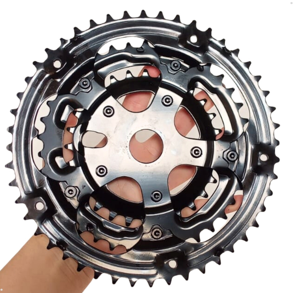 Coroa Engrenagem Tripla Para Bicicleta de Marcha Para Pedivela Monobloco 28/38/48 Index Coroa Menor 28 Dentes Coroa Média 38 Dentes Coroa Maior 48 Dentes