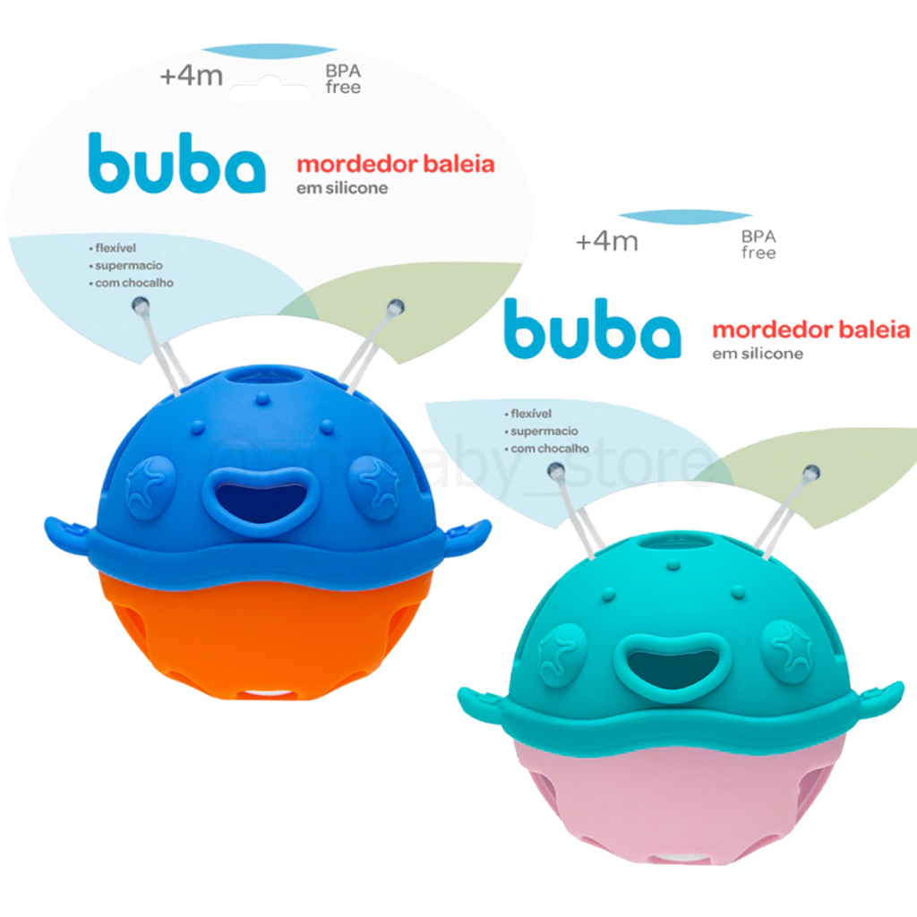 Mordedor Buba E Chocalho Em SIlicone Massageador de gengiva bebê infantil em Oferta na Shopee