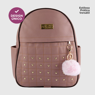 Bolsa Mochila feminina de Couro MODA PREMIUM Bolsas femininas COM POMPOM