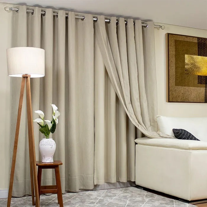 Cortina Voil Flame Linho com forro Blackout 4,00 x 2,50 Metros Luxo