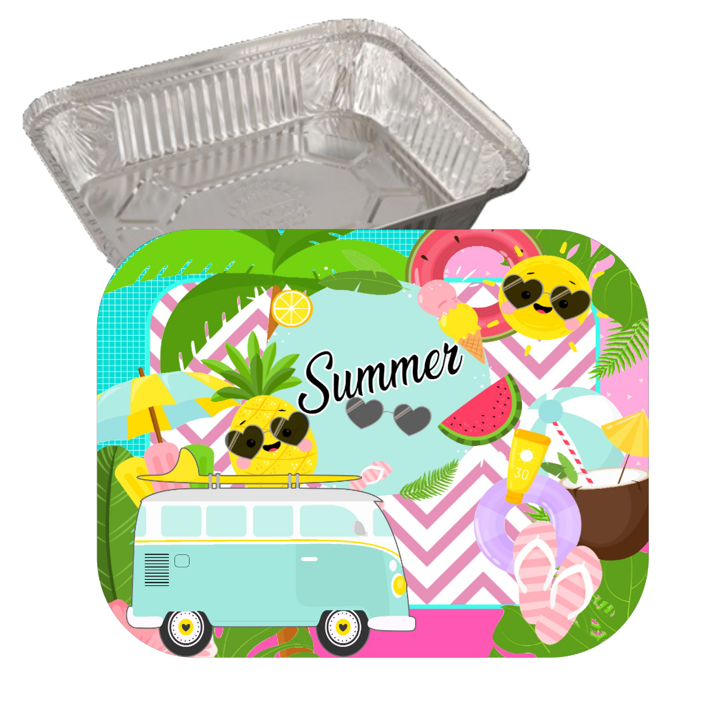 10 Tampas para Marmitinha Tropical Summer - Decoração Festa Aniversário, Lembrancinhas Praia, Tropical, Festa na Piscina, Pool Party, Frutas, tema Hawai, Tema Praiano.