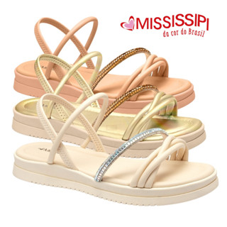 Sandalia Mississipi Original Rasteira Feminina Flatform Pedrarias Rasteirinha Casual Lancamento Dia A Dia Fashion